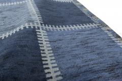 Doris Leslie Blau Collection Oversized Swedish Gyllenrutand Design Blue Pile Rug - 3578185