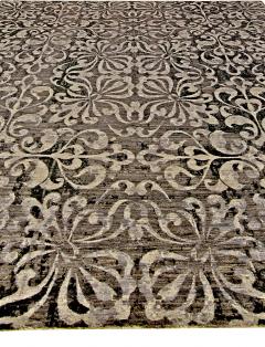 Doris Leslie Blau Collection Passion Flowers Rug in Black and Silver Gray - 3580327