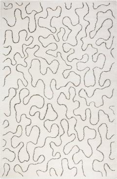 Doris Leslie Blau Collection Ribbon Design White Handmade Wool Rug - 3581611