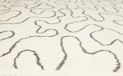 Doris Leslie Blau Collection Ribbon Design White Handmade Wool Rug - 3581613