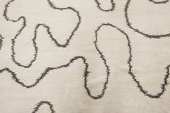 Doris Leslie Blau Collection Ribbon Design White Handmade Wool Rug - 3581615