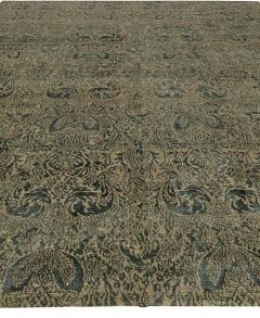 Doris Leslie Blau Collection S10 Tibetan Floral Design Rug in Dark Green Gold - 3578416