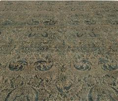 Doris Leslie Blau Collection S10 Tibetan Floral Design Rug in Dark Green Gold - 3578417