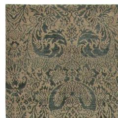 Doris Leslie Blau Collection S10 Tibetan Floral Design Rug in Dark Green Gold - 3578418