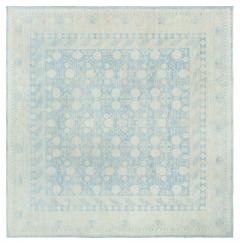Doris Leslie Blau Collection Samarkand Pastel Blue and Cream Handwoven Wool Rug - 3578384