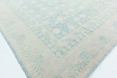 Doris Leslie Blau Collection Samarkand Pastel Blue and Cream Handwoven Wool Rug - 3578389