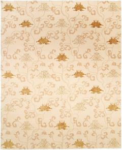 Doris Leslie Blau Collection Surface Subtly Floral Beige and Brown Silk Rug - 3580405