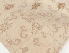 Doris Leslie Blau Collection Surface Subtly Floral Beige and Brown Silk Rug - 3580410