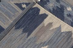 Doris Leslie Blau Collection Swedish Style Blue White Black Flat Weave Rug - 3580426