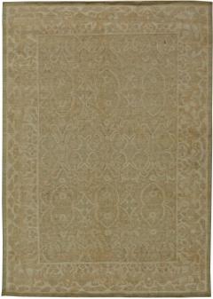 Doris Leslie Blau Collection Tabriz Design Brown and Beige Handmade Wool Rug - 3580428