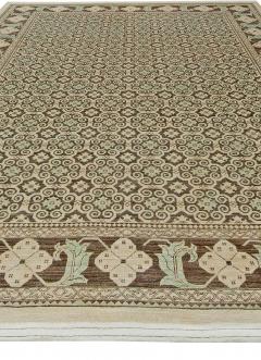 Doris Leslie Blau Collection Tabriz Style Brown and Beige Handmade Wool Rug - 3580435