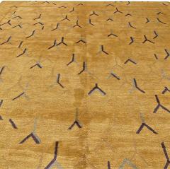 Doris Leslie Blau Collection Tibetan Gold Yellow and Navy Blue Wool and Silk Rug - 3578133