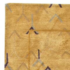 Doris Leslie Blau Collection Tibetan Gold Yellow and Navy Blue Wool and Silk Rug - 3578134