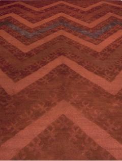 Doris Leslie Blau Collection Tibetan Zig Zag Design Red Handwoven Wool Rug - 3580477