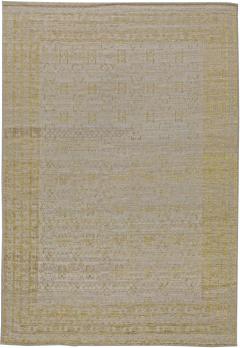 Doris Leslie Blau Collection Traditional Samarkand Gold Taupe Handmade Wool Rug - 3578110