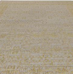 Doris Leslie Blau Collection Traditional Samarkand Gold Taupe Handmade Wool Rug - 3578112