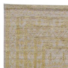 Doris Leslie Blau Collection Traditional Samarkand Gold Taupe Handmade Wool Rug - 3578113