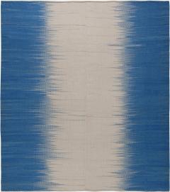 Doris Leslie Blau Collection Turkish Modern Kilim Beige and Blue Wool Rug - 3580541