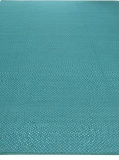 Doris Leslie Blau Collection Turquoise Geometric Design Flat weave Viscose Rug - 3578693
