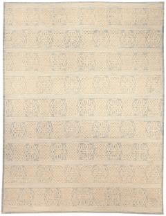 Doris Leslie Blau Collection Vespero Beige Blue and White Hand Knotted Wool Rug - 3578042