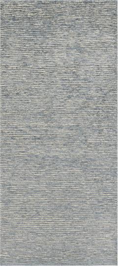 Doris Leslie Blau Contemporary Beige Blue Knotted Wool Runner - 3581778