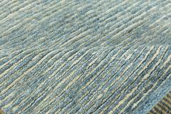 Doris Leslie Blau Contemporary Beige Blue Knotted Wool Runner - 3581781