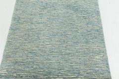Doris Leslie Blau Contemporary Beige Blue Knotted Wool Runner - 3581783