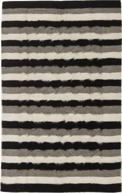 Doris Leslie Blau Taurus Collection Striped Black White Gray Goat Hair Rug - 3578726