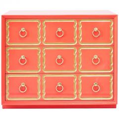 Dorothy Draper AUTHENTIC DOROTHY DRAPER ESPANA CHEST IN CORAL LACQUER - 1089012