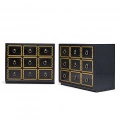 Dorothy Draper Dorothy Draper Espa a Mid Century Black and Gold Chest Dressers Pair - 4311614