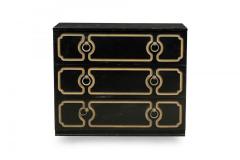 Dorothy Draper Dorothy Draper Mid Century American Black and Gold Painted 3 Drawer Chest - 4639858