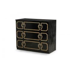 Dorothy Draper Dorothy Draper Mid Century American Black and Gold Painted 3 Drawer Chest - 4692981