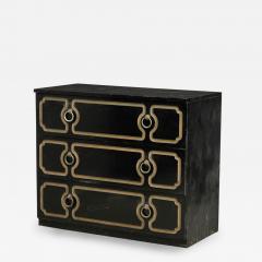 Dorothy Draper Dorothy Draper Mid Century American Black and Gold Painted 3 Drawer Chest - 4693232