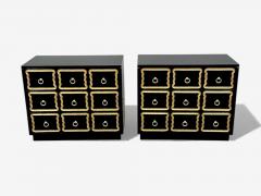 Dorothy Draper Dorothy Draper Style Hollywood Regency Black Lacquer Gilt Brass Commodes - 4436299