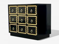 Dorothy Draper Dorothy Draper Style Hollywood Regency Black Lacquer Gilt Brass Commodes - 4436300