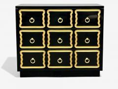 Dorothy Draper Dorothy Draper Style Hollywood Regency Black Lacquer Gilt Brass Commodes - 4436302