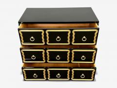Dorothy Draper Dorothy Draper Style Hollywood Regency Black Lacquer Gilt Brass Commodes - 4436303