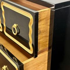 Dorothy Draper Dorothy Draper Style Hollywood Regency Black Lacquer Gilt Brass Commodes - 4436305