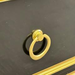 Dorothy Draper Dorothy Draper Style Hollywood Regency Black Lacquer Gilt Brass Commodes - 4436306