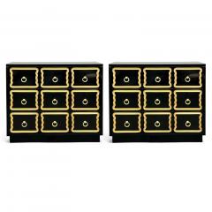 Dorothy Draper Dorothy Draper Style Hollywood Regency Black Lacquer Gilt Brass Commodes - 4439600