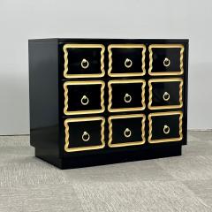 Dorothy Draper Dorothy Draper Style Hollywood Regency Commodes Black Lacquer Gilt Brass - 3797171