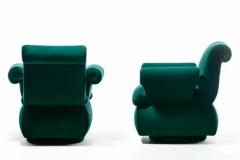 Dorothy Draper Dorothy Draper Style Hollywood Regency Swivel Arm Chairs in Emerald Velvet - 3465015