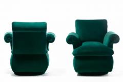 Dorothy Draper Dorothy Draper Style Hollywood Regency Swivel Arm Chairs in Emerald Velvet - 3465016
