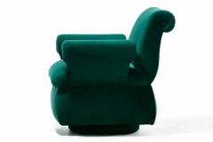 Dorothy Draper Dorothy Draper Style Hollywood Regency Swivel Arm Chairs in Emerald Velvet - 3465041