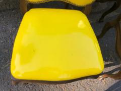 Dorothy Draper Exciting Set of 6 French Provincial Yellow Patent Leather Dining Chairs - 3396898