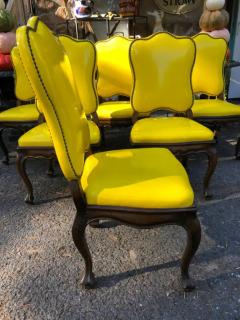 Dorothy Draper Exciting Set of 6 French Provincial Yellow Patent Leather Dining Chairs - 3397017
