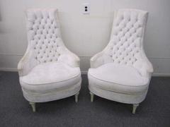 Dorothy Draper Fabulous Pair of Hollywood Regency Tufted High Back Chairs - 1768623