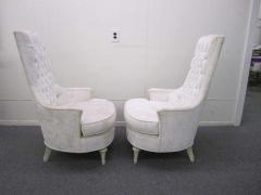 Dorothy Draper Fabulous Pair of Hollywood Regency Tufted High Back Chairs - 1768624