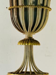 Dorothy Draper GORGEOUS ART DECO GILT METAL AND CREAM WOOD FLUTED COLUMN TORCHIERES - 3681446