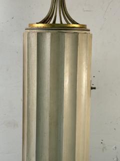 Dorothy Draper GORGEOUS ART DECO GILT METAL AND CREAM WOOD FLUTED COLUMN TORCHIERES - 3681448